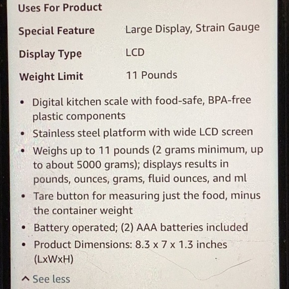 AmazonBasics Digital Kitchen Scale, Auto Shut Off, Use as Shipping Scale - Picture 7 of 7